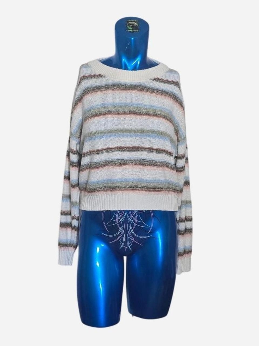 Billabong Pastel Striped Crop Crewneck Sweater